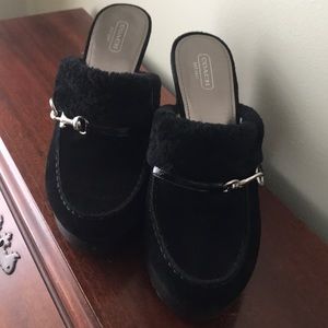 Gently worn suede Coach clogs 9 1/2